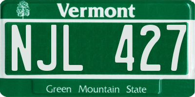 VT license plate NJL427