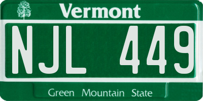 VT license plate NJL449