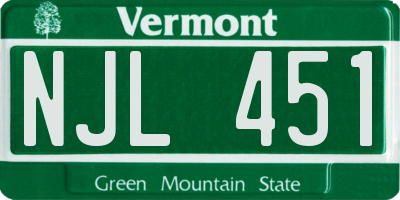 VT license plate NJL451
