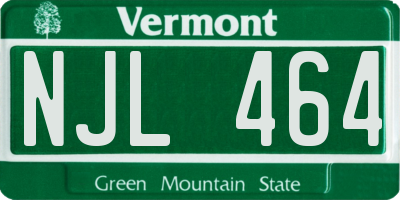 VT license plate NJL464