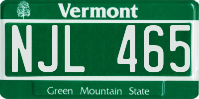 VT license plate NJL465