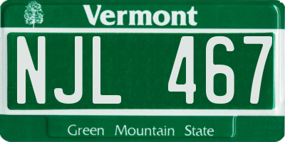 VT license plate NJL467