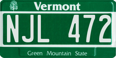 VT license plate NJL472