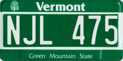 VT license plate NJL475