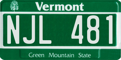 VT license plate NJL481
