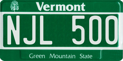 VT license plate NJL500