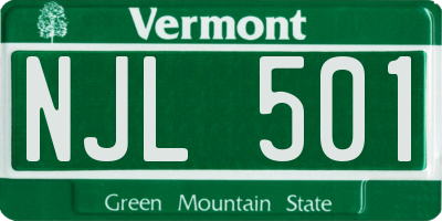 VT license plate NJL501