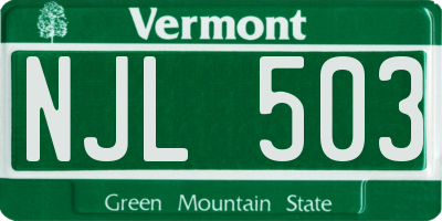 VT license plate NJL503