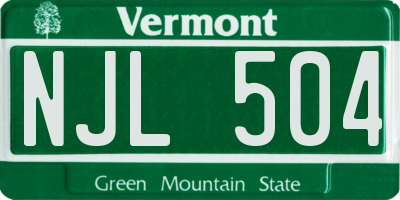 VT license plate NJL504
