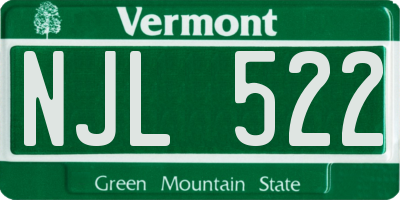 VT license plate NJL522