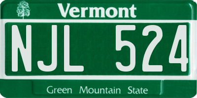 VT license plate NJL524