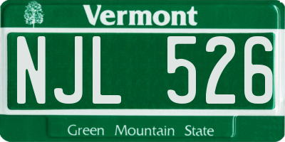 VT license plate NJL526