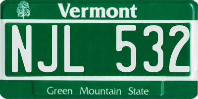 VT license plate NJL532