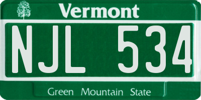 VT license plate NJL534