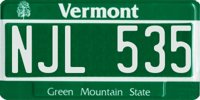 VT license plate NJL535