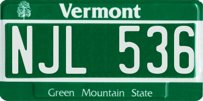 VT license plate NJL536