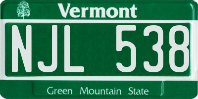 VT license plate NJL538