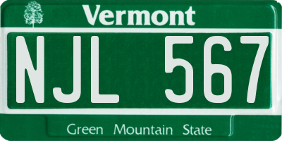 VT license plate NJL567