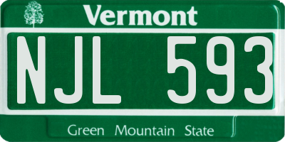 VT license plate NJL593