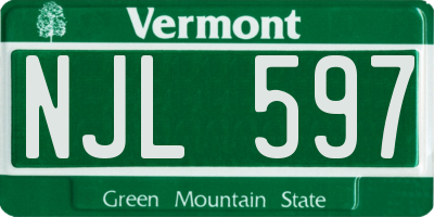 VT license plate NJL597