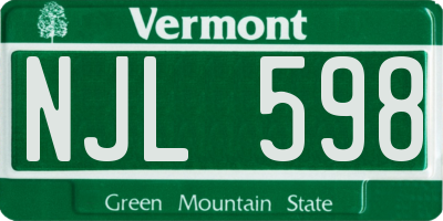 VT license plate NJL598