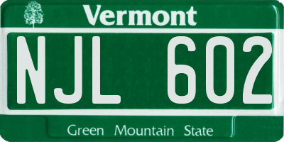VT license plate NJL602