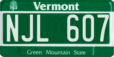 VT license plate NJL607