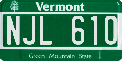 VT license plate NJL610