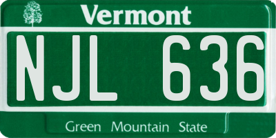 VT license plate NJL636