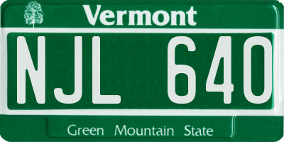 VT license plate NJL640