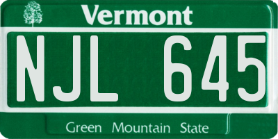 VT license plate NJL645