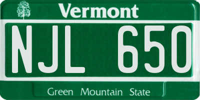 VT license plate NJL650