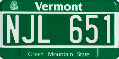 VT license plate NJL651