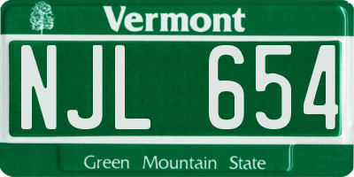 VT license plate NJL654