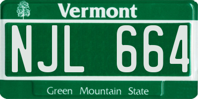 VT license plate NJL664
