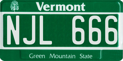 VT license plate NJL666