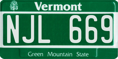 VT license plate NJL669