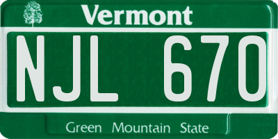VT license plate NJL670