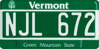 VT license plate NJL672
