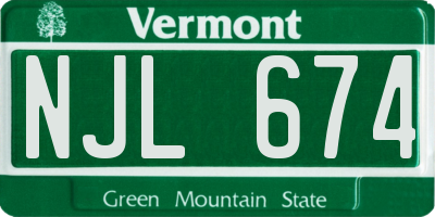 VT license plate NJL674