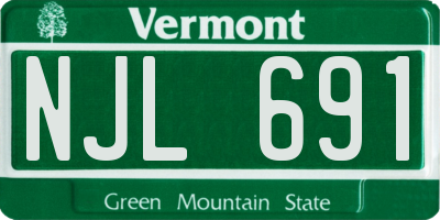 VT license plate NJL691