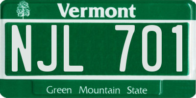 VT license plate NJL701