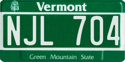 VT license plate NJL704
