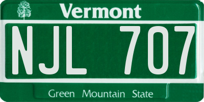 VT license plate NJL707