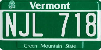 VT license plate NJL718