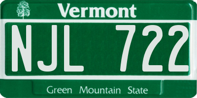 VT license plate NJL722