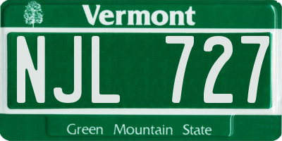 VT license plate NJL727