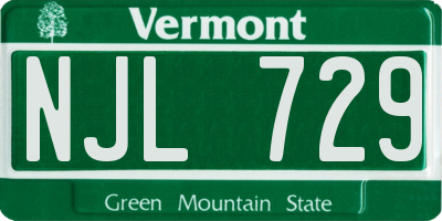 VT license plate NJL729
