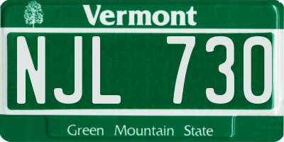 VT license plate NJL730