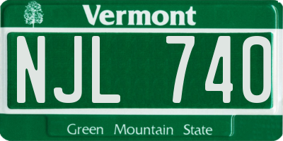 VT license plate NJL740